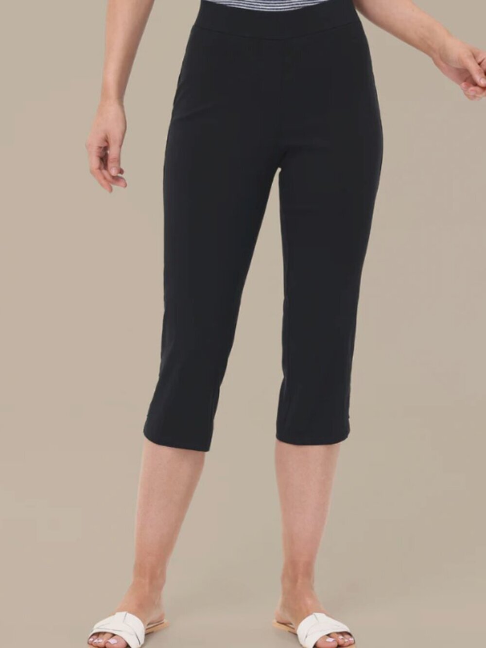 89th & Madison Womens Size Small Ultra Stretch Capri Pants Black Pull On Cropped